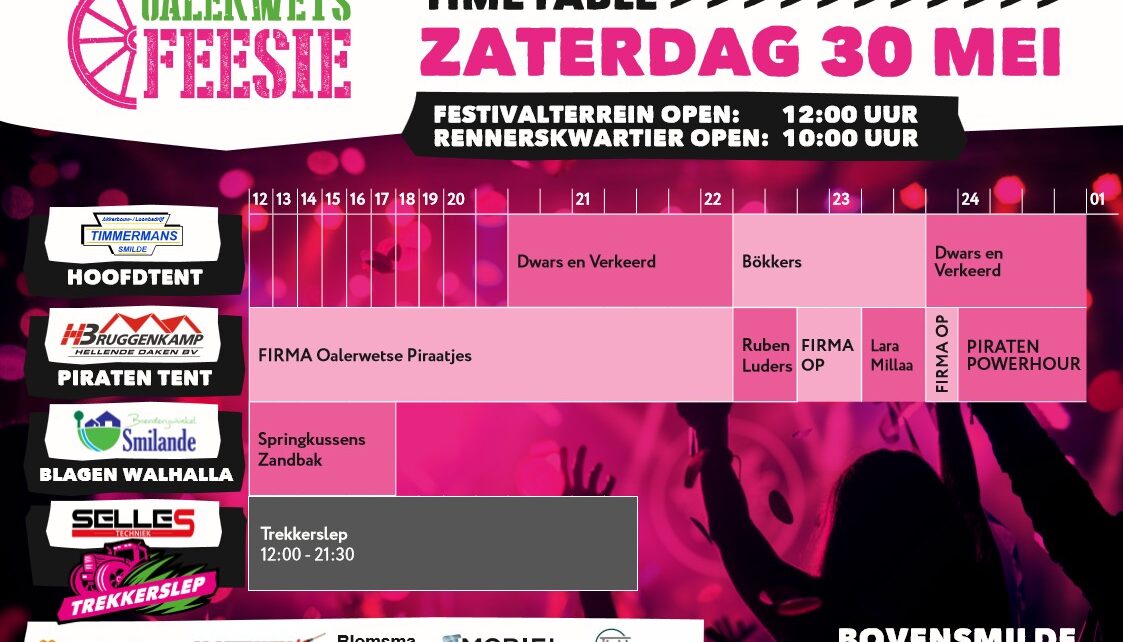 Timetables Oalerwets Feesie nu online!